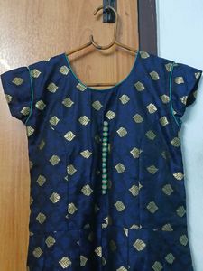 Navy &amp; Gold Anarkali Suit Set