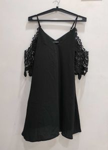 Sleeveless Cold Shoulder Black Dress