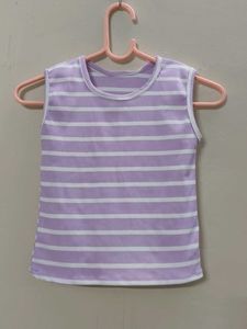 Lilac Striped Ribbed Tank Top
