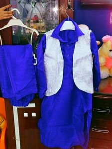 Blue Kurta Pajama With 🤍Jecket For 6 Year Old Boy