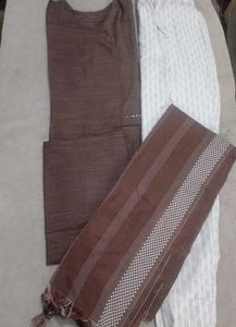 Brown Embroidered Kurta Set Totally New