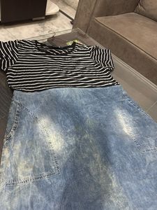 Striped Top Denim Dress