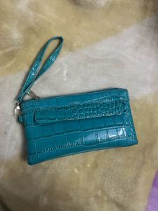 Teal Croc-Embossed Wristlet💙