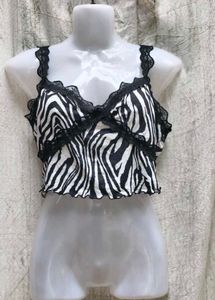 1849. Zebra Print Lace Cami Top