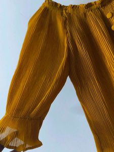 Mustard Pleated Crop Top