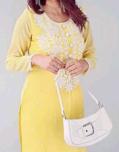 Elegant Yellow Embroidered Kurti