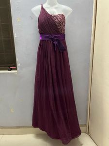 Elegant Purple Padded One-Shoulder Gown