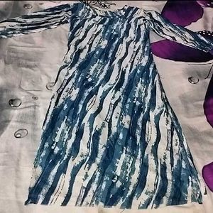 Blue &amp; White Patterned Dress
