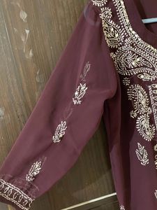 New Mirror Work Chikankari Kurti With Inner