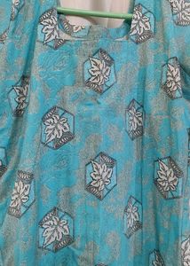 Blue Cotton Blend Salwar/Kurta Pant Dupatta Set