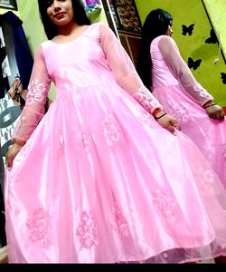 Baby Pink Colour🩷🤍 Barbie Long Dress 👗with Full