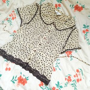 Vintage Polka Dot Adjustable Waist Top