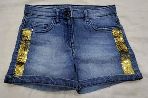 Glitter Denim Shorts For Girls