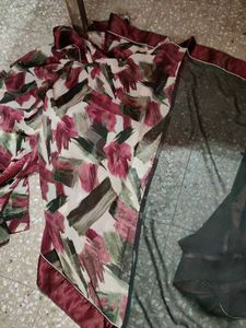 maroon and green saree