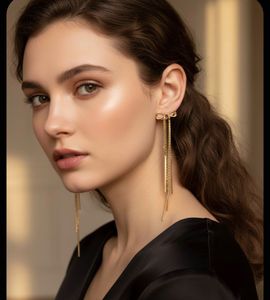 H&amp;M Gold Bow Drop Earrings