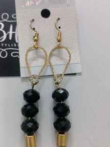 Elegant Black Beaded Dangle Earrings