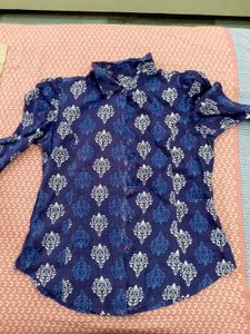 Patterned Blue Shirt