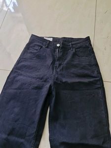 Wide Leg Black Denim Jeans