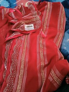 Elegant Red &amp; Gold Saree