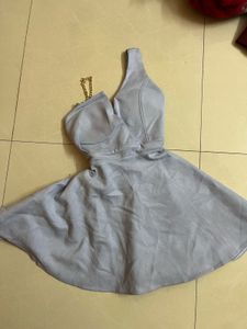 Grey Mini Shiny Dress