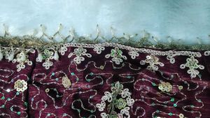 Wine  Jimmy Choo Embroidered Lehga
