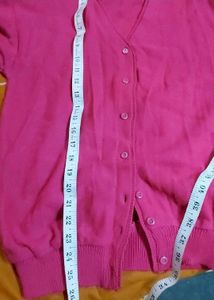 Pink Button-Down Cardigan