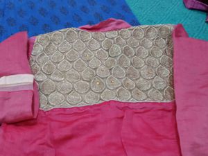 Pink Embroidered suit with bottom and dupatta