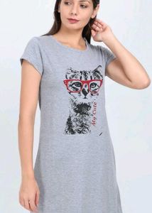 Cute Cat Print Long T-Shirt