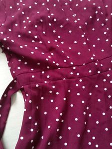 Sale-Burgundy Polka Dot Dress By VanHeusen