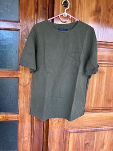 Zara Man Green Linen T-Shirt - Size M