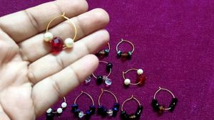 combo of eight Beaded Hoop Earrings - Handmade