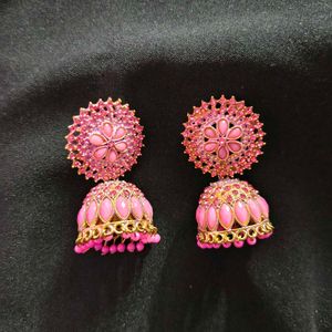 Pink Ethnic Earrings