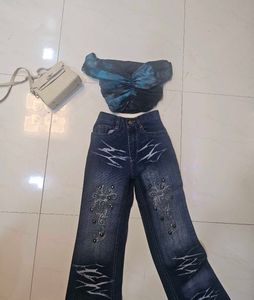 Blue Black Princess Cut Top 💙🖤