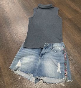 Denim Shorts And Tops Combo