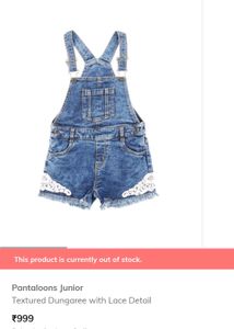 Pantaloons JuniorTextured Dungaree with Lace Detai