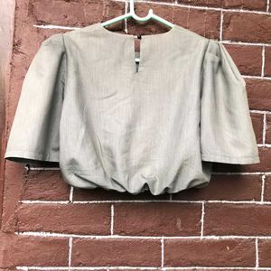 Grey Puff Sleeve Crop.