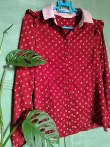 Korean Style Heart Print Shirt Top