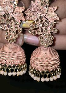 Pink Jhumka Earrings