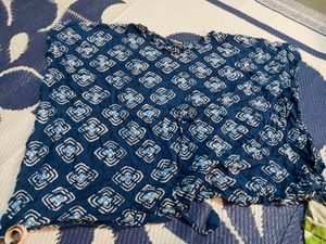 Kaftan Pattern Blue Patterned Short Kurti