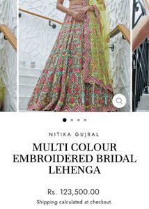 Multicolour Full Embroidery Bridal Lehenga .