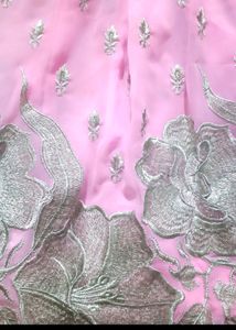 Pink Floral Embroidered Fabric