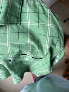 Basics Green Checked Shirt + FREE T-Shirt