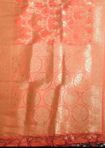 Elegant Peach Banarasi Saree
