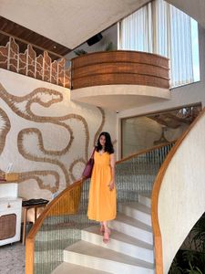 Yellow V-Neck Midi Dress