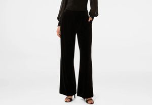 Black Velvet Wide Leg Pants