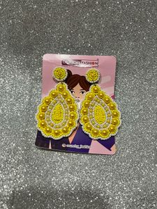 Yellow Beaded Earrings