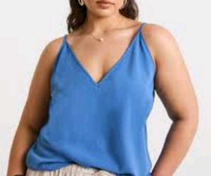 Blue V-Neck Tank Top