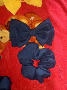 Navy Bow &amp; Scrunchie Set 4