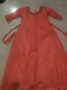 Pink And Navy Blue Anarkali Suit Set