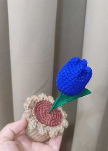 Crochet Tulip in Pot - Handmade Decor